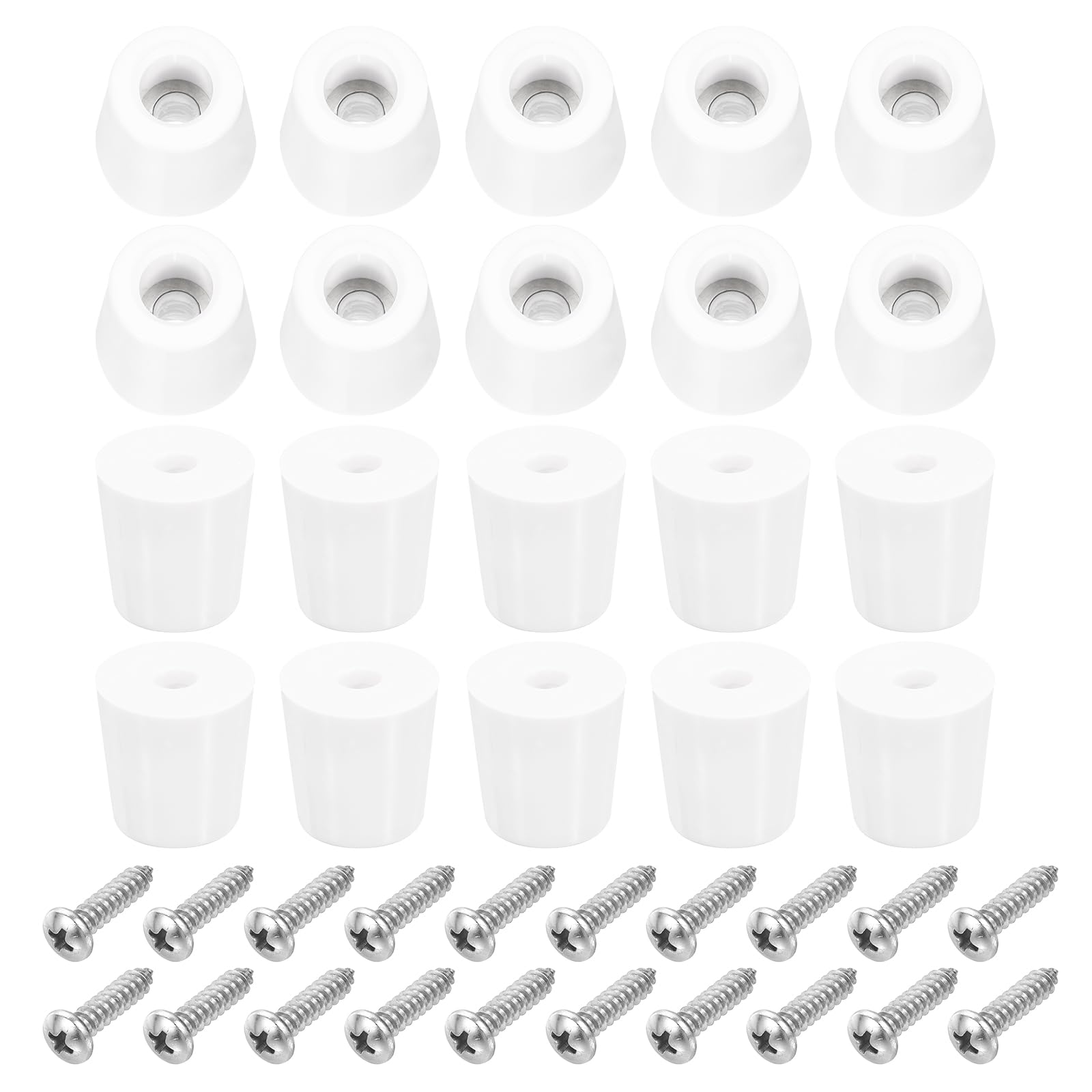 uxcell 20Pcs Rubber Bumper Feet, 20mm H x 20mm W Round Pads with Stainless Steel Washer and Screws for Furniture, Appliances, Electronics