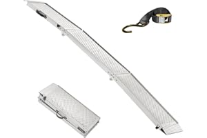 FACHNUO TOOL FACHNUO 6.5FT Motorcycle Ramp 600LBS Capacity, Portable Aluminum Lawn Mower Loading Ramps with Load Straps,Traile Ramp for Pickup/Dirt Bike/Trollrys/Trucks, Portable Ramp 78.3" L x 12" W, 1PC