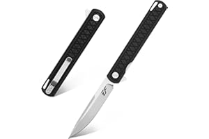 Eafengrow EF16 Folding Knife Flipper Ball Bearing Point D2 Blade G10 Handle with Pocket Clip Everday Carry Pocket Knife Liner Lock Camping Tactical Outdoor Multitool (Black)