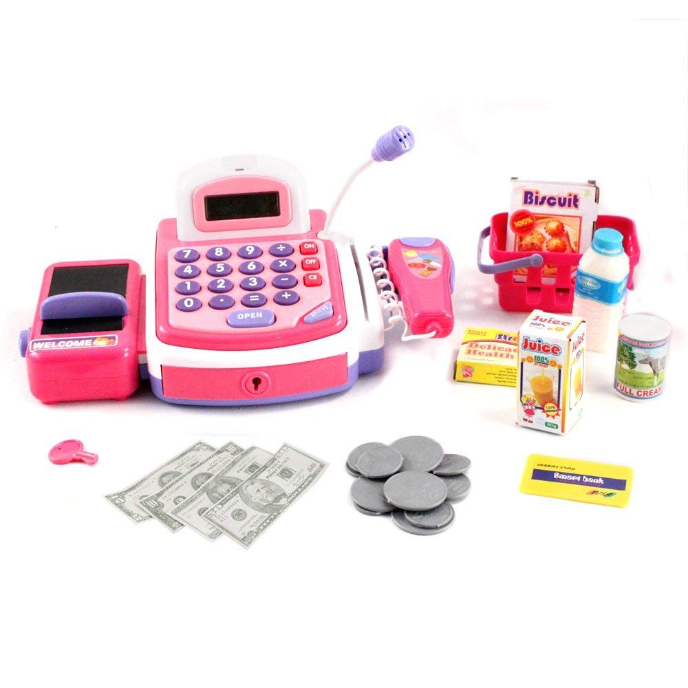 toy cash register with credit card swipe