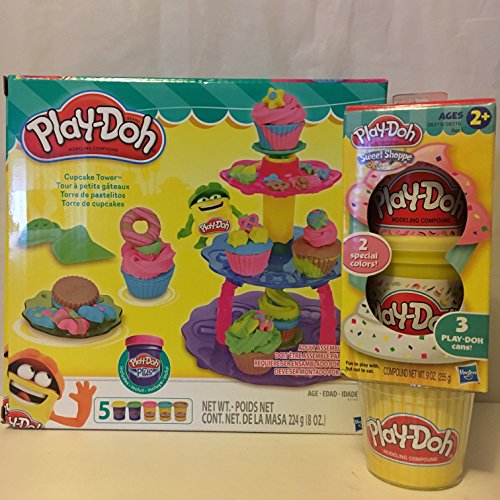 Play-Doh Cupcake Tower & Play-Doh Sweet Shoppe 3 Cans (Colors may vary)