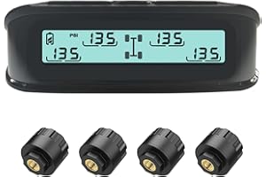Tyona RV Tire Pressure Monitoring System, (0-199PSI) TB4 Black Trailer TPMS with 4 Sensors, 6 Alert Modes, Long Distance Signal Transmission for RV Trailer Trucks (4 Sensors)