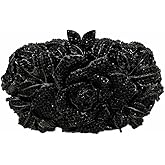 Boutique De FGG Flower Evening Bags for Women Wedding Handbags Crystal Clutch Purse Prom Rose Rhinestone Clutch Purses,Mini