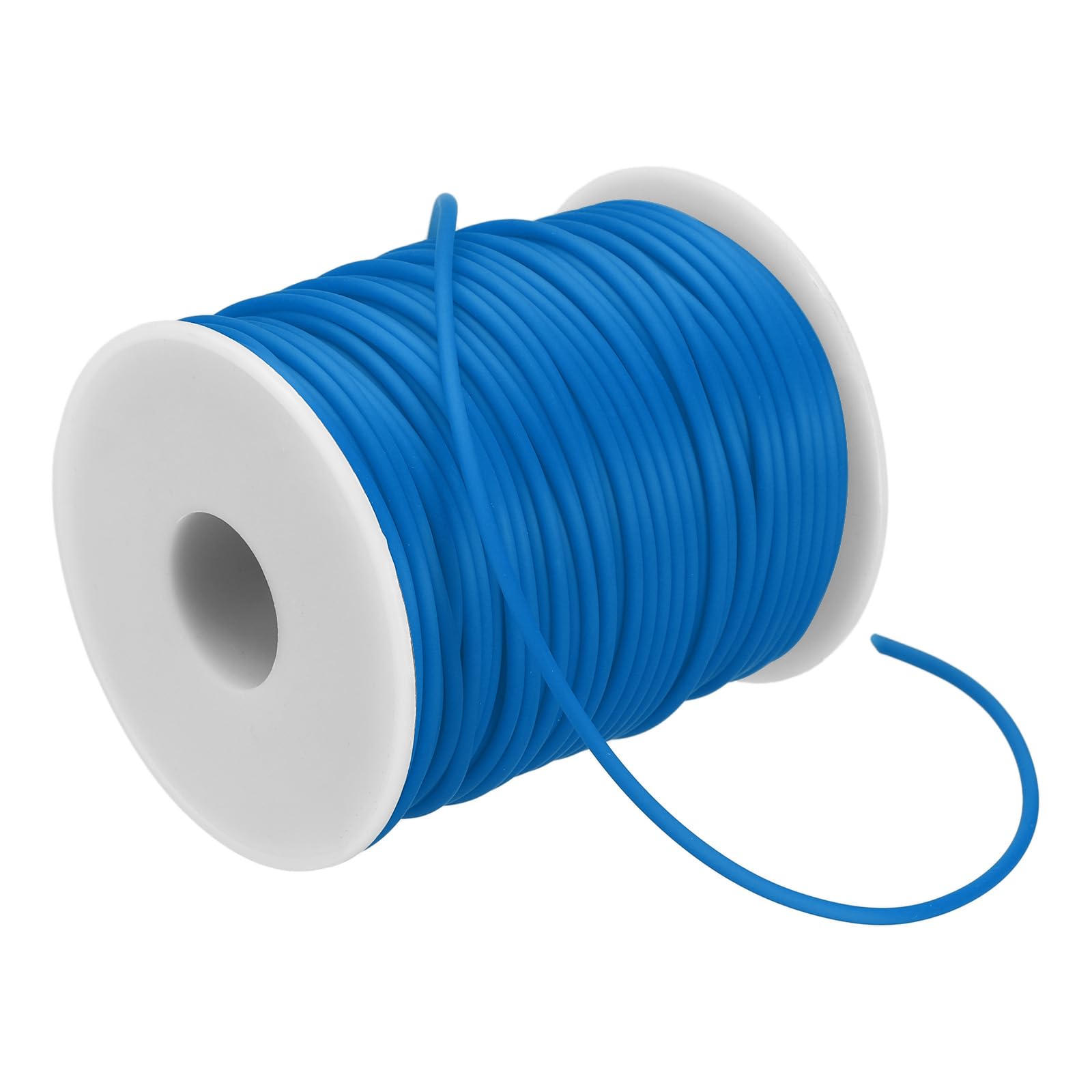 PATIKIL Hollow Pipe Rubber Cord 55 Yards 2mm, PVC Rubber Tube Cord 1mm Hole with Plastic Spool for Knitting Beading DIY Craft, Bright Blue