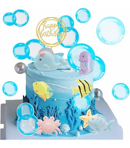 27 Blaue Blasen-Cupcake-Topper – Unterwasser-Party-Deko, In Verschiedenen Größen, Mit Stäbchen