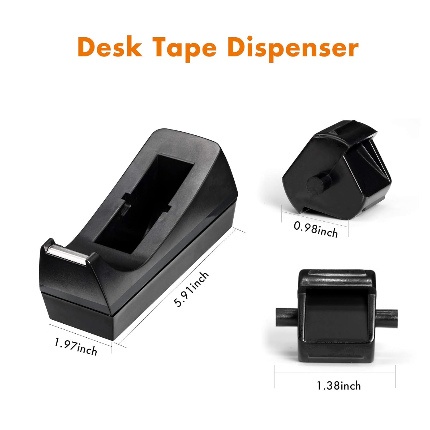 Office Desktop Tape Dispenser with 5 Roll Invisible Tape [0.79 x 790 in], Total Length of 4740 in, Non-Skid Pad Design, Wide Application for School, Home, Black: Industrial & Scientific