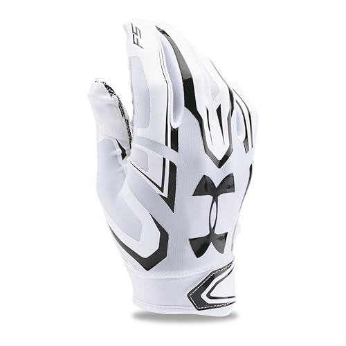 Under Armour Men's F5 Football Receiver Gloves, White/Black