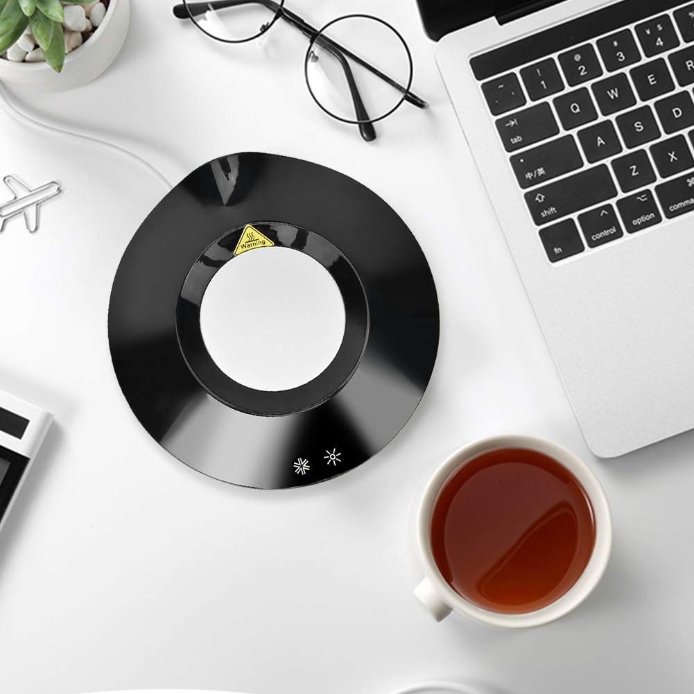 Nunafey Coffee Coaster Heating and Cooling Coaster, USB Cup Coaster Heating and Cooling Dual-Purpose Coaster, for Hot Coffee Getting Hot Drink(black)