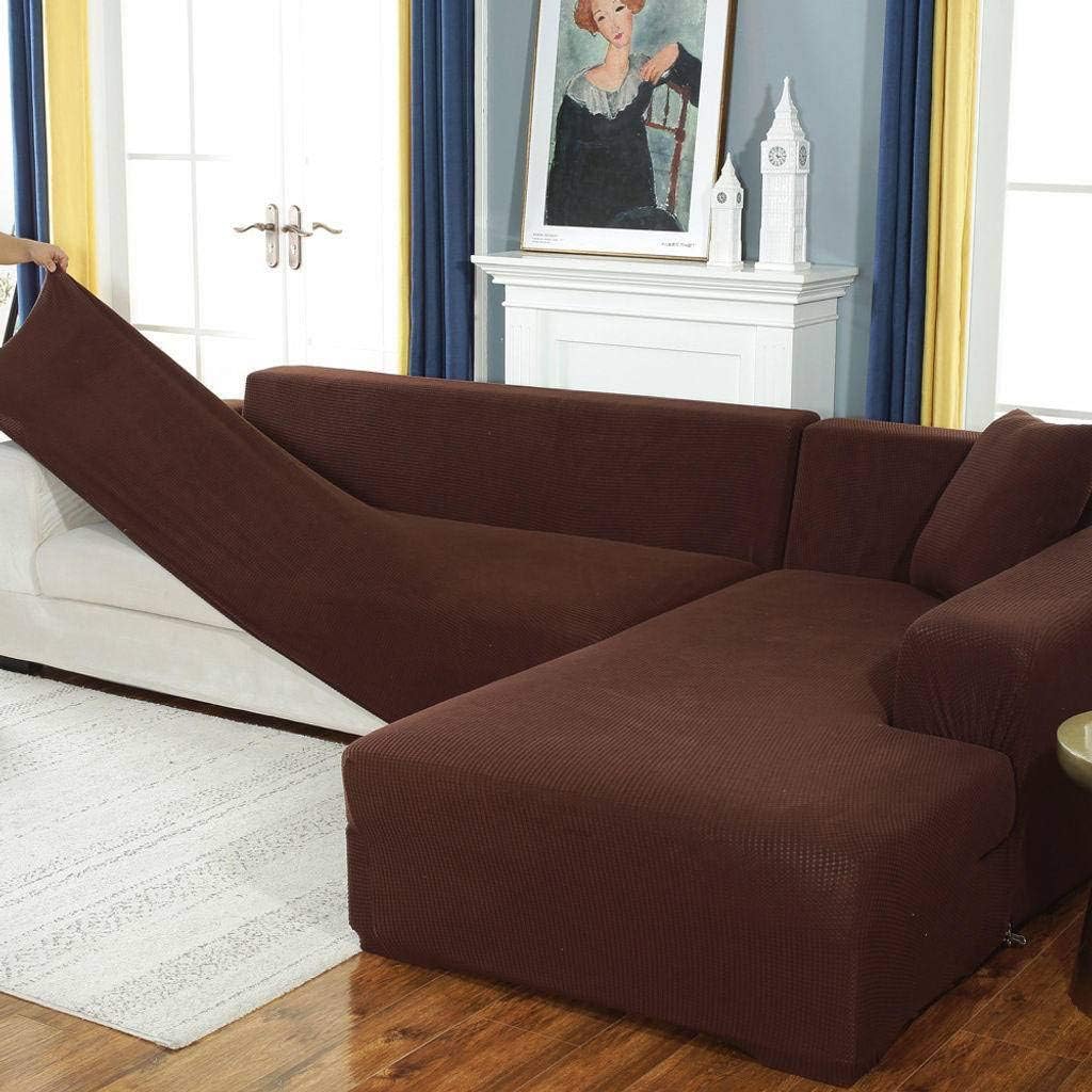 SHAFAJNC Solid Color Anti-Slip Anti Scratch Couch Cover,1 2 3 4 Seater Stretch Elastic Sofa Slipcover Spandex Sectional L Shape Sofa Cover Pets Kids Children Dog Cat-A-Oversized sofa