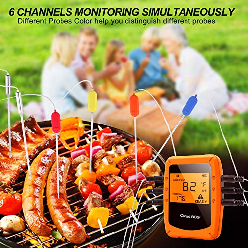 Wireless Bluetooth Meat Smoker Thermometer for Grilling With APP (6 Probes) - Digital Remote Grill BBQ Thermometer Oven Safe for Smokers Kitchen Food Cooking - Thumbnail 6