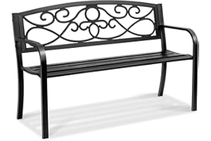 VEVOR Outdoor Bench, 50 inches Metal Garden Bench for Outdoors, 550 lbs Load Capacity Bench, Outdoor Garden Park Bench with B