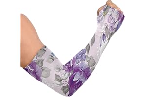 WELLDAY Flower Dragonfly Gardening Sleeves with Thumb Hole Farm Sun Protection Arm Sleeves for Women Men