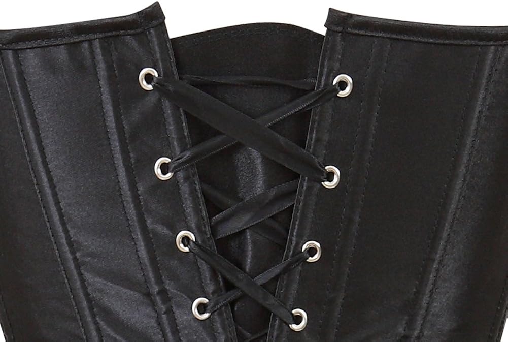 Women's Bustier Corset Top Sexy Lingerie Sets Black Satin Waist Cincher: Clothing