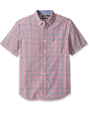 Men's Short Sleeve Classic Fit Multi Color Plaid Button Down Shirt