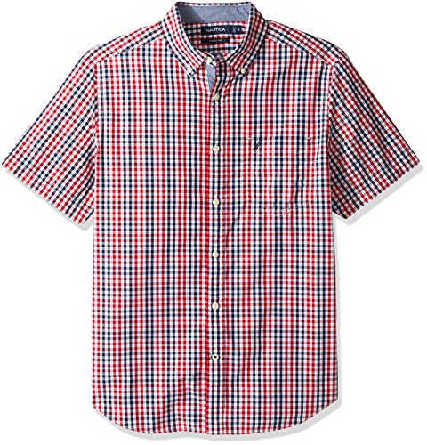Nautica Men's Short Sleeve Classic Fit Multi Color Plaid Button Down Shirt