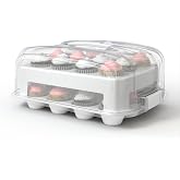 Top Shelf Elements Cupcake Carrier, EXTRA LARGE LID, White Cupcake Holder Carries 24 Standard-Size Cupcakes, Muffin Traveler Two Tier Stand Reusable Cupcake Box