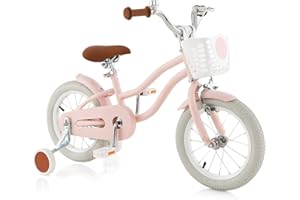 COSTWAY Kids Bike, 12 14 16 18 Inch Toddler Bike Children Bicycle w/Training Wheels, Hand & Coaster Brakes, Adjustable Saddle