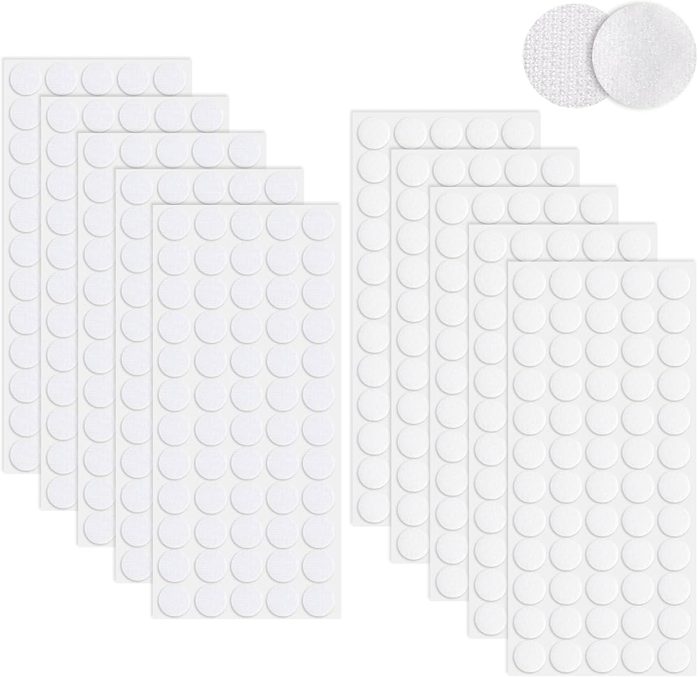 Redamancy 600 Pcs Self Adhesive Dots 20mm Hook Loop Dots White Nylon