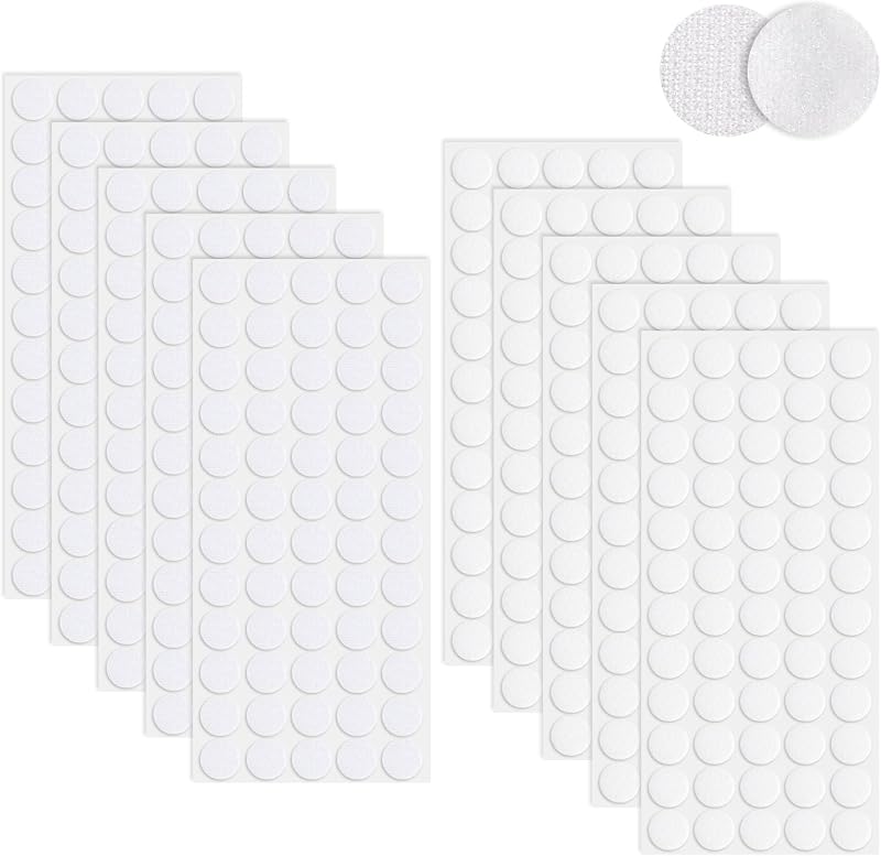 Redamancy 600 Pcs Self Adhesive Dots 20mm Hook Loop Dots White Nylon