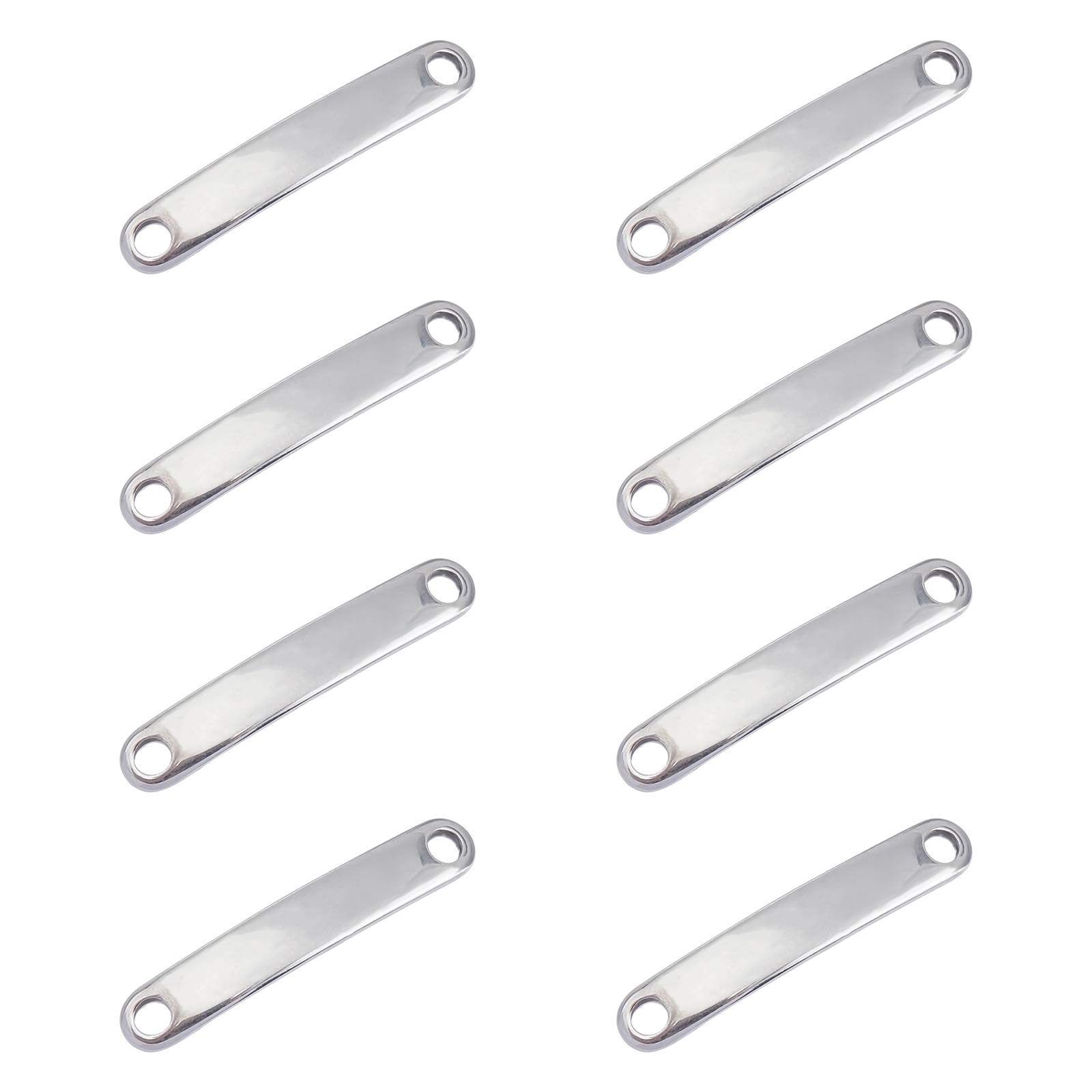 UNICRAFTALE 30pcs Rectangle Links Stainless Steel Links 30.5mm Long Blank ID Tags Charm Connectors 2.5mm Hole Metal Charm Linking Pendant for Jewelry Making Stainless Steel Color