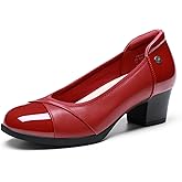 DREAM PAIRS Women's Pumps Low Chunky Block Closed Toe Shoes Work Comfortable Heels Round Toe Dress