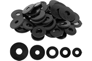 GAADSKCER 50 Pcs Rubber Washers Assortment Kit 16/18/20/25/30mm (5 Sizes) Black Rubber Washers Vibration Absorbing Pads Faucet Washers for Household Faucets Garden Hoses Screws and Bolts