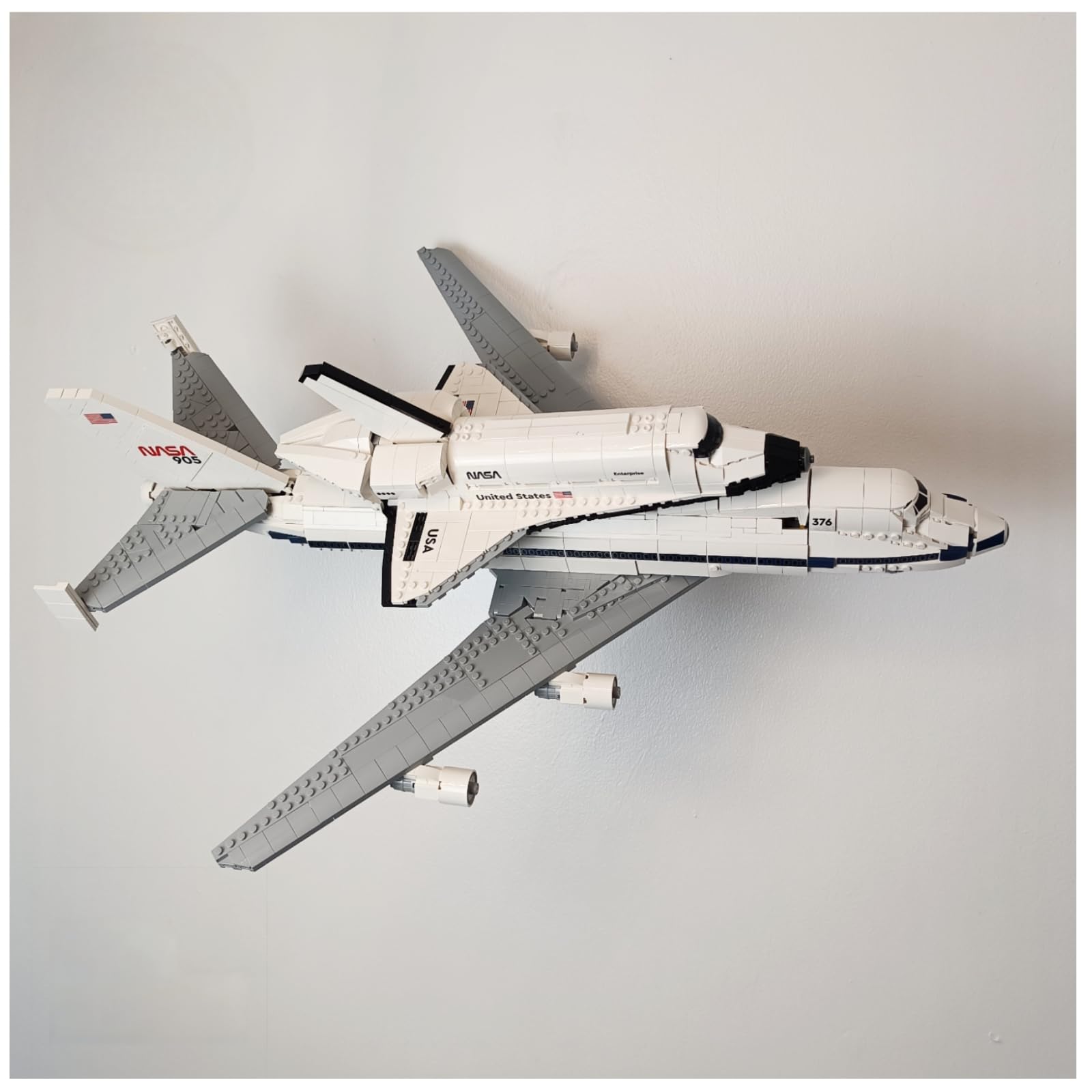 Horizontal Wall mount compatible with Lego icons Shuttle Carrier 10360 | Display your model securely | Heavy Duty stainless steel | Shuttle Carrier model NOT included