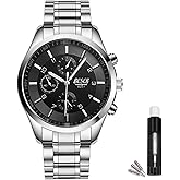 Men's 40mm Analog Watch – Auto Date & Day Display, Stainless Steel Business Wristwatch, Easy to Read, 30M Waterproof, No Chronograph