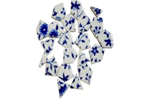 SMAYT YI 200g Bulk Ceramic Tiles Mosaic Pieces Irregular Shape Ceramic Pieces Art Making Supplies for Bathroom and Kitchen Wall Decoration(Blue and White Porcelain)