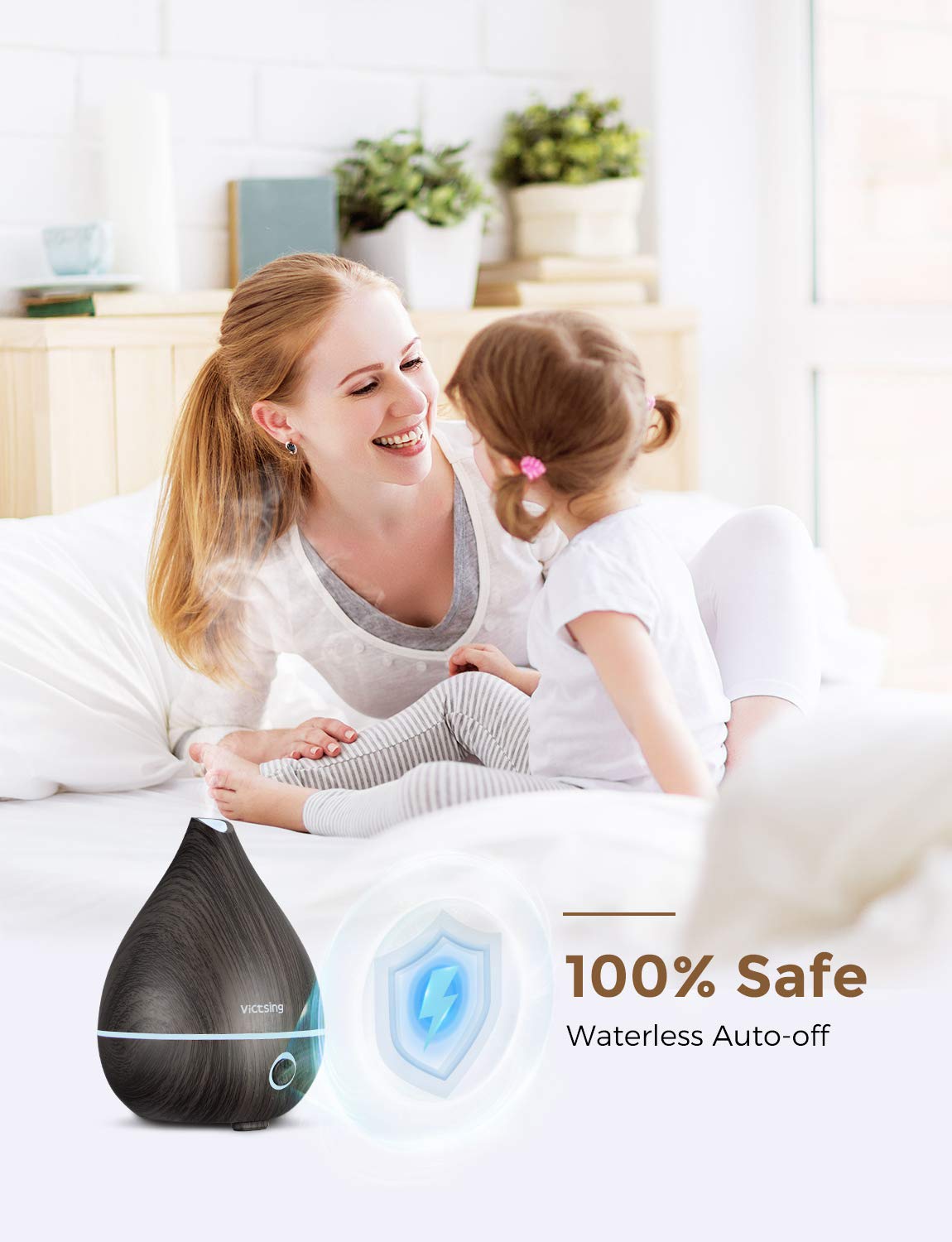 VicTsing Upgraded Mini Oil Diffuser 130ml, Easy to Use Super Quiet Essential Oil Diffuser, Aromatherapy Diffuser with Waterless Auto Shut-off, 8 Color LED Lights and BPA-free for Home Office(Black): Home & Kitchen