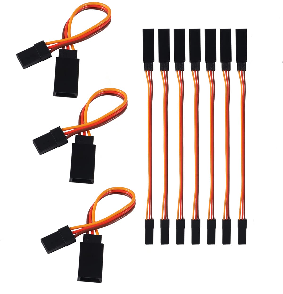 Photo 1 of 10PCS 3-Pin Servo Extension Cable Cord 10cm/4'' 3.93 inch Female to Male Lead Wire Connector JR for RC Car Airplanes Remote Control (10cm)