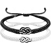 2pcs Tibetan Lucky Bracelet Handmade Amulet Knot Woven Red Black String Rope Protection Bracelets for Women Men BFF Friendship Couples Family Birthday Mothers Day Christmas Fashion Jewelry Gifts