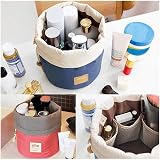 Travel Cosmetic Bags Barrel Makeup Bag,Women Portable Multifunctional Toiletry Bags Round Organizer Storage Pocket