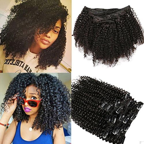 Afro Kinky Curly Human Hair Clip-in Extension,Mongolian Hair,100G/Set,8Pcs,18 Clips (12 Inch)
