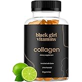 Black Girl Vitamins - Collagen Gummies for Hair, Skin, and Nail Support, with Vitamin C, Vitamin E, and Biotin, Gluten-Free, (Lime), 60ct