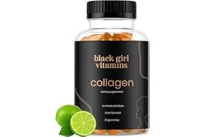 Black Girl Vitamins - Collagen Gummies for Hair, Skin, and Nail Support, with Vitamin C, Vitamin E, and Biotin, Gluten-Free, (Lime), 60ct