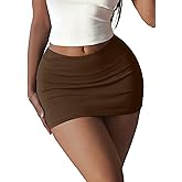 Rapbin Mini Skirts for Women Sexy Low Rise Fold-Over Bodycon Skirts Trendy Streetwear Y2K Going Out Outfits