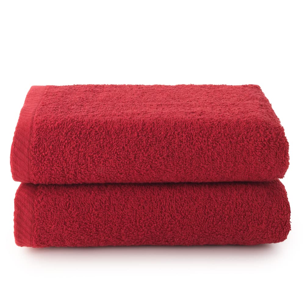 Top Towel - Plus - Large bath towels - Bath towels - 2 face towels or bidet - 30x50cm - 100% cotton - Maroon