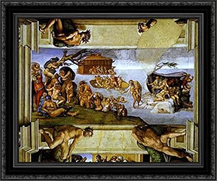 Amazon Com Sistine Chapel Ceiling The Flood 24x20 Black