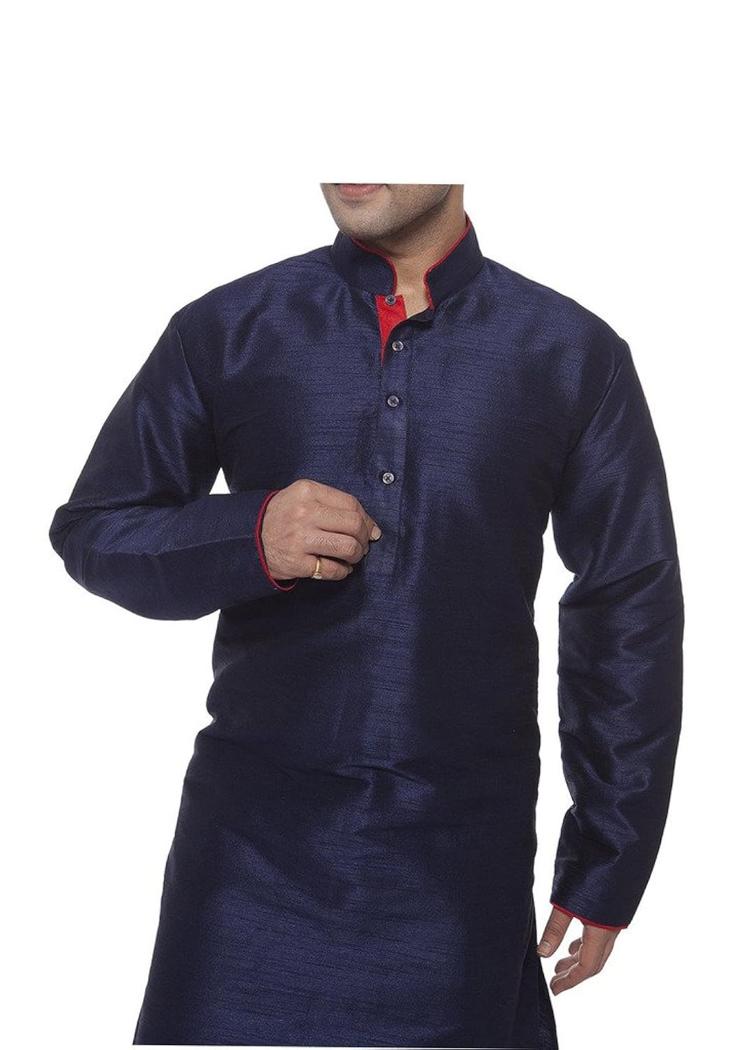larwa navy blue festive silk long kurta pyjama set