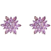 Just Follow Crystal Flower Burst Stud Earrings for Women Rhinestone Floral Cluster Zircon Blooming Earrings Wedding Party Jewelry Accessories