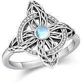 YAFEINI Witches Knot Ring Moonstone/Moss Agate/Black Onyx/Turquoise Sterling Silver Witch Knot Jewelry Mothers Day Gifts for Women