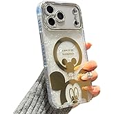 Meishangmei for iPhone 17 Pro Max Case Sparkly Shell Translucence [Compatible with MagSafe], Bling Camera Lens Protection Cute Pattern Design Hard Shockproof Protective Case for Girls Women - Mic