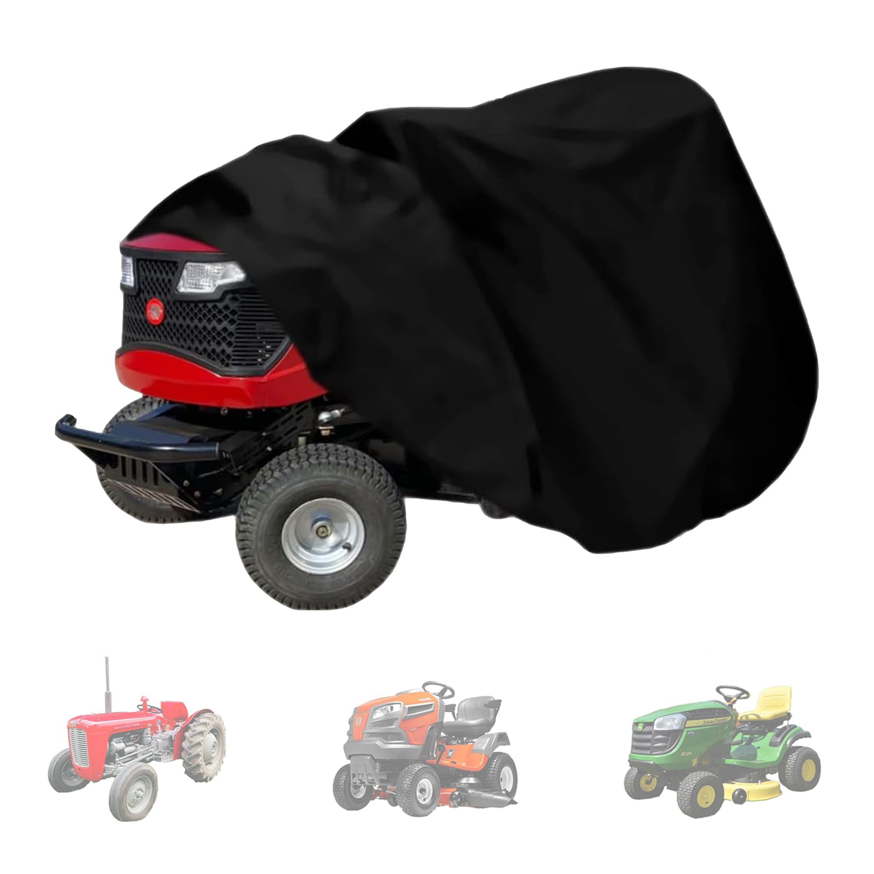 Lawn Tractor Cover, Ride Lawn Mower Cover, Garden Ride-On Tractor Cover, Lawn Mower Waterproof Protective Cover, windproof, Rainproof, Dustproof, UVproof, Oxford cloth, 245*50*140cm, black