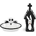 Jay Franco Disney Nightmare Before Christmas Bathroom Accessories - 2 Piece Black & White Resin Bathroom Décor and Storage Set Includes Toothbrush Holder and Soap Dish Set