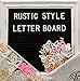 Letter Board - Rustic White Wood Vintage Frame, Black Felt 10x10 Inch Antique Changeable Message Board, Sorting Tray, 525 Precut White, Gold, Pink Letters, Numbers, Emojis, Stand, Cotton Bag JL Brands
