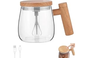 KERRTOA Electric High Speed Mixing Cup, Waterproof Glass Self Stirring Travel Coffee Cup, Self Stirring Coffee Cup, Electric High Speed Stirring Cup with Detachable Stirring Rod for Home Office Travel