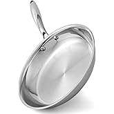 Ranbomer Stainless Steel Pan,Non-Toxic PFAS, PFOA & PTFE Free, Compatible With All Cooktops & Induction Safe, Oven Safe Pan for Searing & Sautéing, Long Lasting Cookware. (10 Inch)