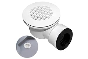 Low Profile Shower Drain - 1.5" Side Outlet Drain Assembly with Strainer (Drain de Douche à profil bas). Easy Install Replace