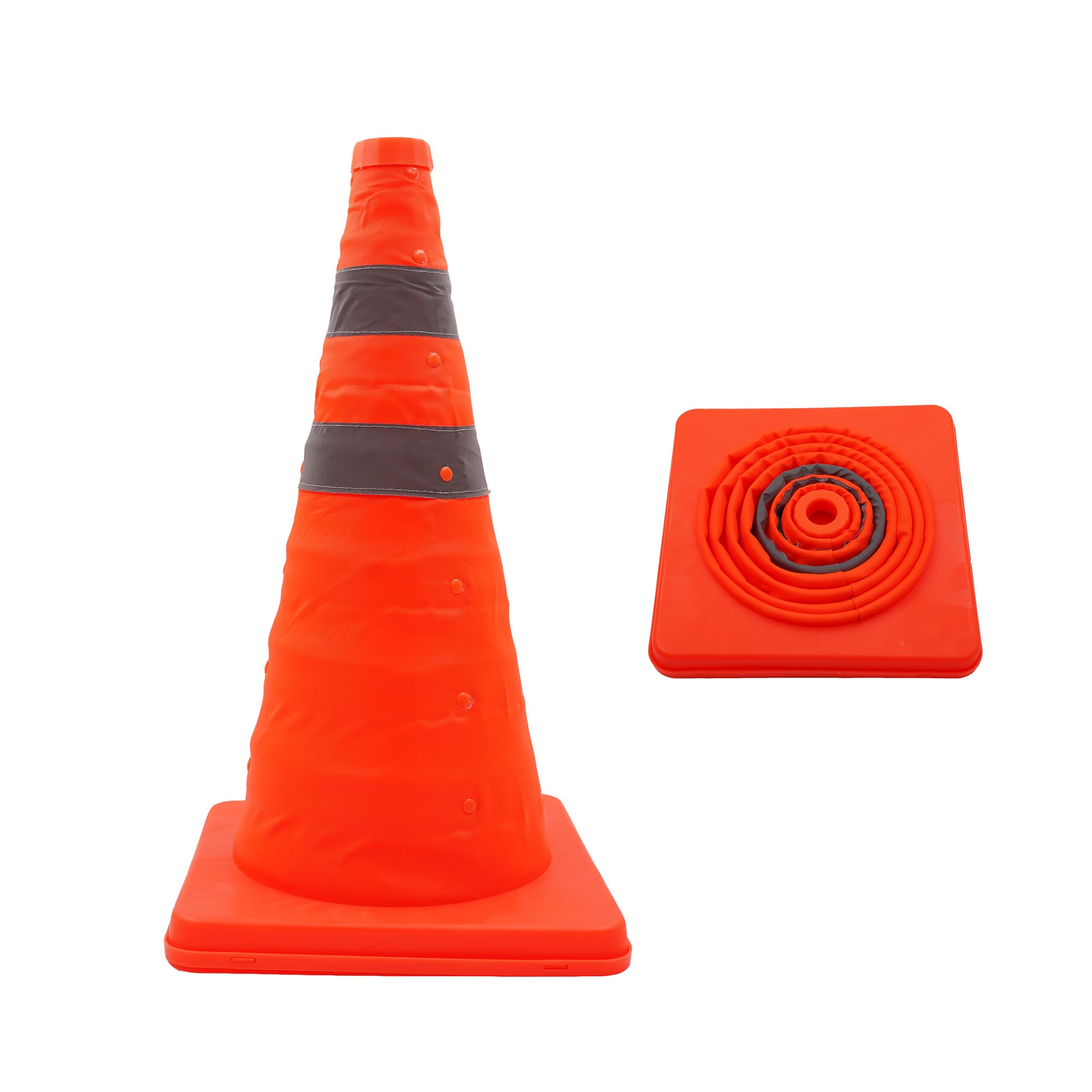 18" Traffic Safety Cones with Reflective Stripes,Parking Retractable Cones,Collapsible Reflective Traffic Cones for Training